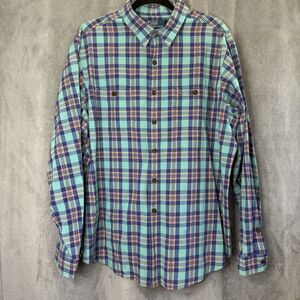 Polo Ralph Lauren Turquoise Plaid Button Up Shirt XXL Long Sleeve Western